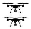 Aerial drone, quadcopter with camera icon sign Ã¢â¬â 